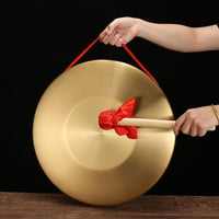 Traditional Chinese Gong with Mallet for Performances, Flood Warning, and Ceremonial Use - High-Pitched Percussion Instrument