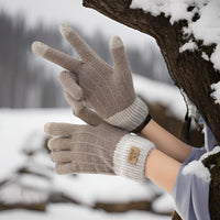 Winter Wool Touchscreen Gloves for Couples, Warm Fleece Lined, Thick Knitted Cashmere