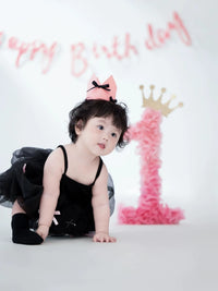 Baby Girl's 1st Birthday Photography Outfit Set with Hat, Dress, and Socks