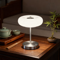 Creative Donut Shaped Table Lamp with Glass Shade and Metal Stand, Modern Minimalist Bedroom Bedside Desk Lamp