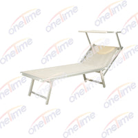 Outdoor Folding Lounge Chair with Canopy, Portable Sunshade Beach Cot for Patio Poolside Camping