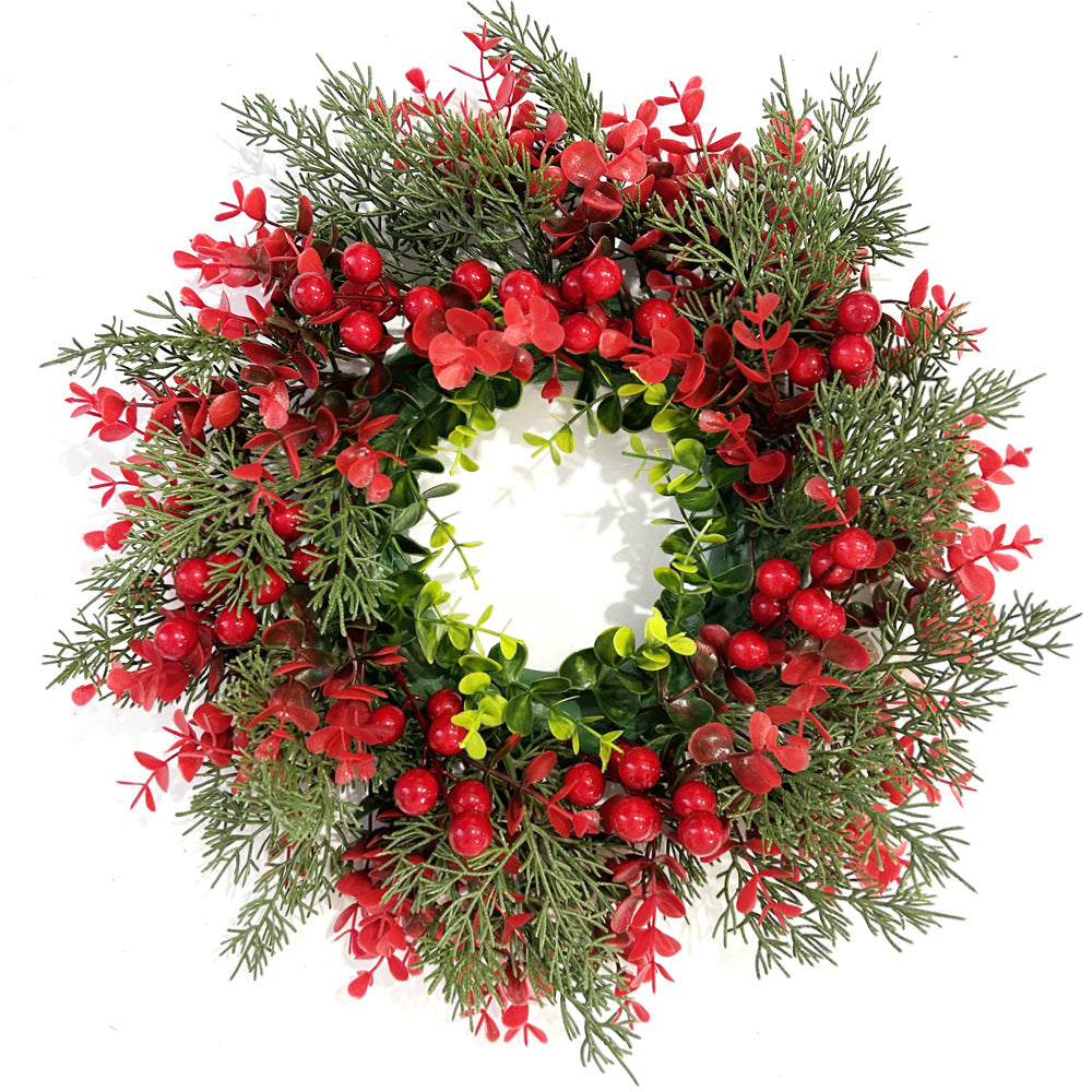 Artificial Berry & Pine Leaf Wreath for Christmas & Halloween Decor