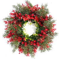 Artificial Berry & Pine Leaf Wreath for Christmas & Halloween Decor