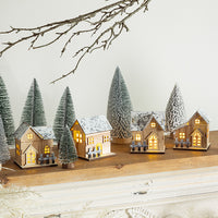 Christmas Luminous Wooden House Ornaments for Tree & Tabletop Decor