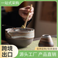 Japanese Style Coarse Pottery Matcha Bowl with Spout