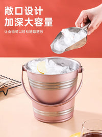 Thickened Stainless Steel Ice Bucket with Handle for Champagne, Wine, and Beer