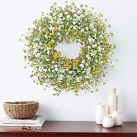 Artificial Camellia Eucalyptus Wreath for Home Decor and Festivals