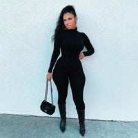 Women's Fleece-Lined Long Sleeve Jumpsuit High Waist Slim Fit Yoga Bodysuit