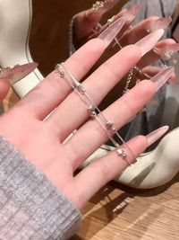 VORN S999 Sterling Silver Star Double-Layer Beaded Bracelet for Women