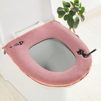 Cat Handle Toilet Seat Cover, Thickened Zippered Toilet Seat Cushion with Handle