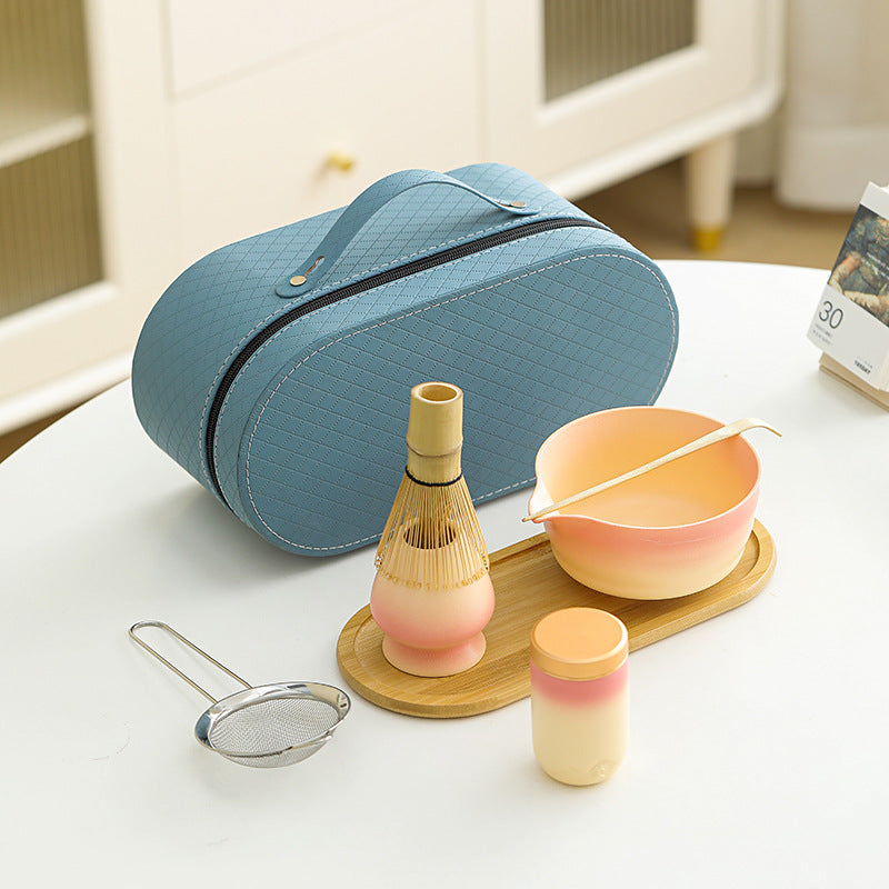 Japanese Ceramic Matcha Bowl Set with Whisk Stand and Tools, Portable Gift Box
