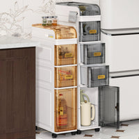 Slim Bathroom Storage Cabinet with Drawers - Waterproof Kitchen Organizer for Narrow Spaces