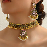 Bohemian Pearl Necklace & Earrings Set for Women, Vintage Ethnic Style