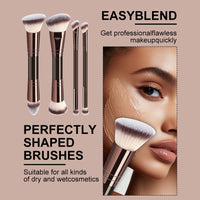 Dual-Ended Makeup Brush Set with Foundation, Blush, and Powder Brushes