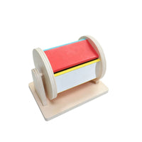 Montessori Wooden Textile Drum Rotating Rainbow Baby Early Education Toy