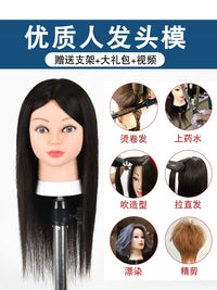 100% Human Hair Mannequin Head for Hairdressing Practice, 10-16 inch
