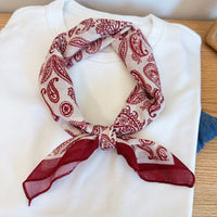 Vintage Japanese Style Cotton Linen Paisley Scarf for Neck or Head