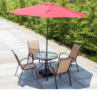 Outdoor Teslin Fabric Patio Dining Set with Round Table