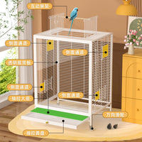 Large Transparent Splash-Proof Bird Cage for Parrots and Lovebirds with Breeding Box Option