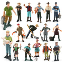Farm Ranch Figure Model Set - Shepherd, Farmer, Veterinarian, Patrolman Figurines for Sand Table Decor