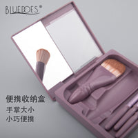 Portable Makeup Brush Set with Mirror Travel Case, Soft Bristle Powder & Eyeshadow Brushes