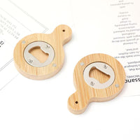 Minimalist Wooden Beer Bottle Opener with Magnetic Refrigerator Sticker, Bamboo Bottle Opener for Home and Restaurant