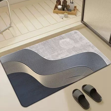 Minimalist Diatomaceous Earth Bath Mat Quick Dry Non-Slip Absorbent Floor Mat for Bathroom Entryway