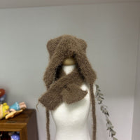 BJD Doll Plush Cat Ear Hat and Scarf Set for 1/6 and 1/4 Scale Dolls