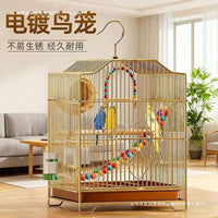 Large Stainless Steel Plated Bird Cage for Parrots Budgies Cockatiels Mynah Birds Breeding Metal Cage