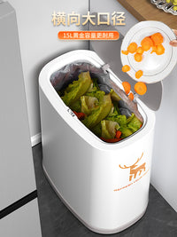 Press-Type Slim Trash Can with Lid for Bathroom Kitchen Bedroom, Double-Barrel Waste Bin