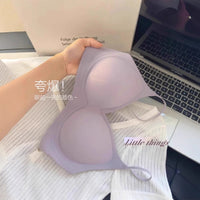 Seamless Push Up Bra for Small Bust, Thin Strap, Gathered Fixed Cup