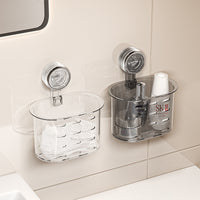 Suction Cup Facial Tissue Dispenser Bathroom Wall-Mounted Storage Basket for Cosmetics and Toiletries, No-Drill Installation