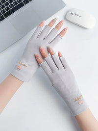 Women's UV Protection Half-Finger Gloves for Driving, Cycling, and Nail Care