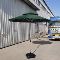 Outdoor Patio Umbrella with Crank Lift, Double-Tiered Round Sunshade for Garden Balcony