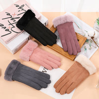 Women's Winter Suede Warm Touchscreen Gloves with Plush Lining