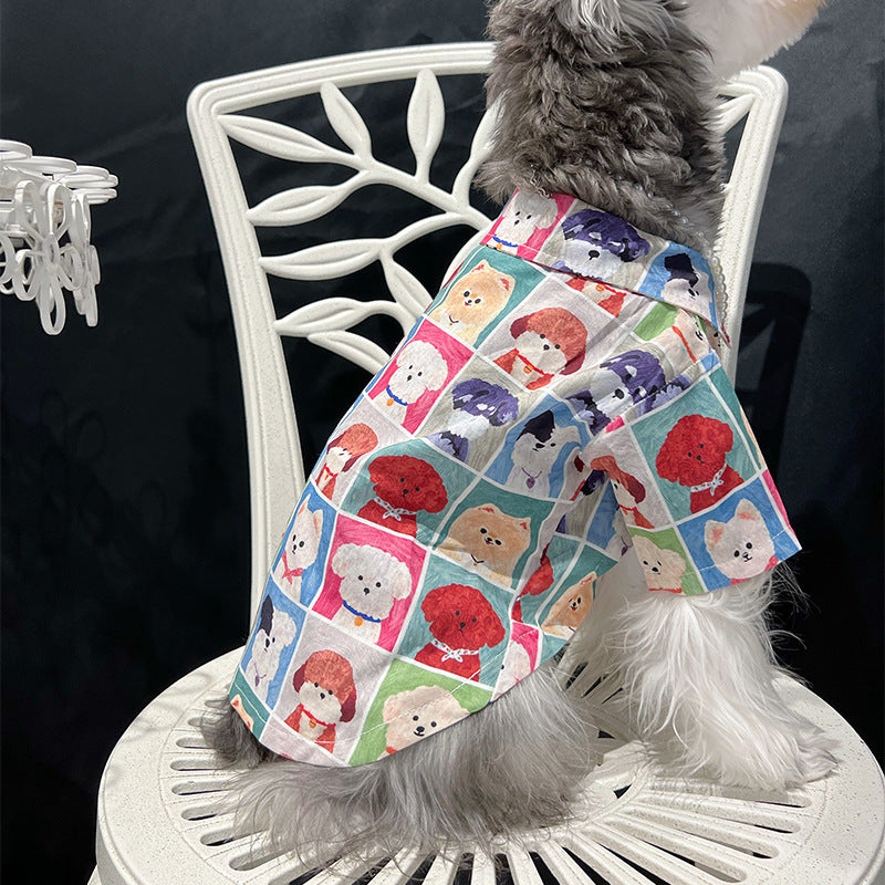 Dog Printed Shirt for Small to Large Breeds - Summer Thin Pet Apparel