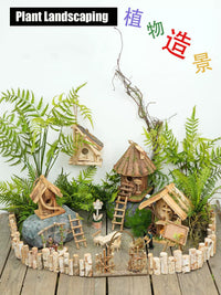 Miniature Garden Ornaments Outdoor Birdhouse Arch Swing Table Chair Fence Decor