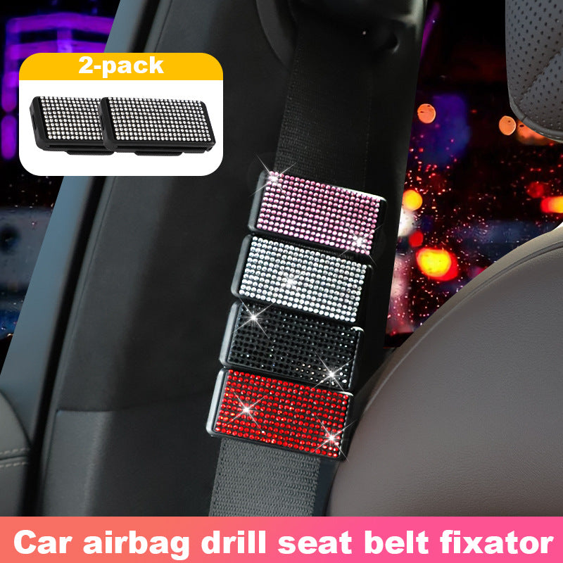 Rhinestone Car Seat Belt Adjuster Clip, 2-Pack