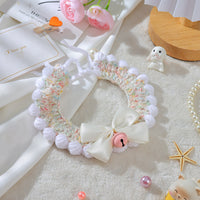 Hand-Knitted Pet Collar with Bell and Bow for Cats and Small Dogs