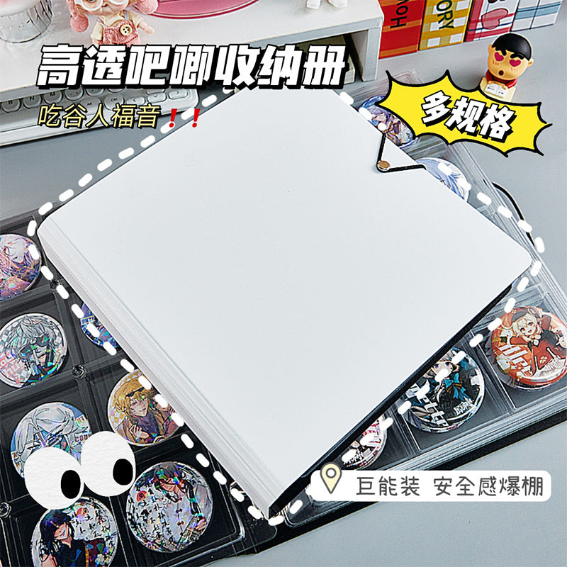 Anime Badge Display Album with Dustproof Sleeves, Large Capacity Collectible Storage Binder for Pins and Buttons