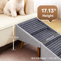 Foldable Wooden Pet Stairs and Ramp, 2-in-1 Non-Slip Dog Steps for Beds and Couches
