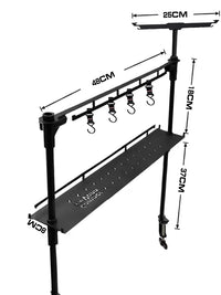 Outdoor Camping Folding Table Storage Rack with Hooks and Lantern Stand