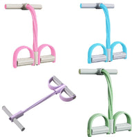 Pedal Resistance Band Sit-up Assistant for Home Fitness, Abdomen and Arm Workout, 4-Tube Foot Pedal Exerciser
