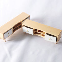 Dollhouse Miniature Living Room Double Drawer Display Cabinet TV Stand for OB11 Dolls