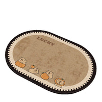 Cartoon Dog Bread Oval Bathroom Mat Absorbent Non-Slip Floor Mat for Toilet and Sink