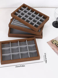 Walnut Grain High-Grade Jewelry Tray for Home and Display - Ring, Earring, Necklace Organizer