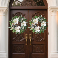 Artificial Magnolia Berry Eucalyptus Wreath for Front Door Wedding Decor