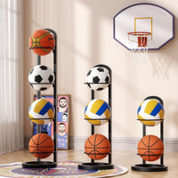 Foldable Sports Ball Storage Rack for Basketball, Football, Volleyball - 5-Tier Organizer for Home Gym Equipment