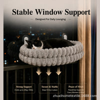 Cat Window Hammock Bed, Reversible Suede and Mesh Hanging Seat with Suction Cups