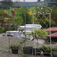Vintage Iron Grid Trellis Screen for Climbing Plants, Movable Garden Divider for Villas and Patios